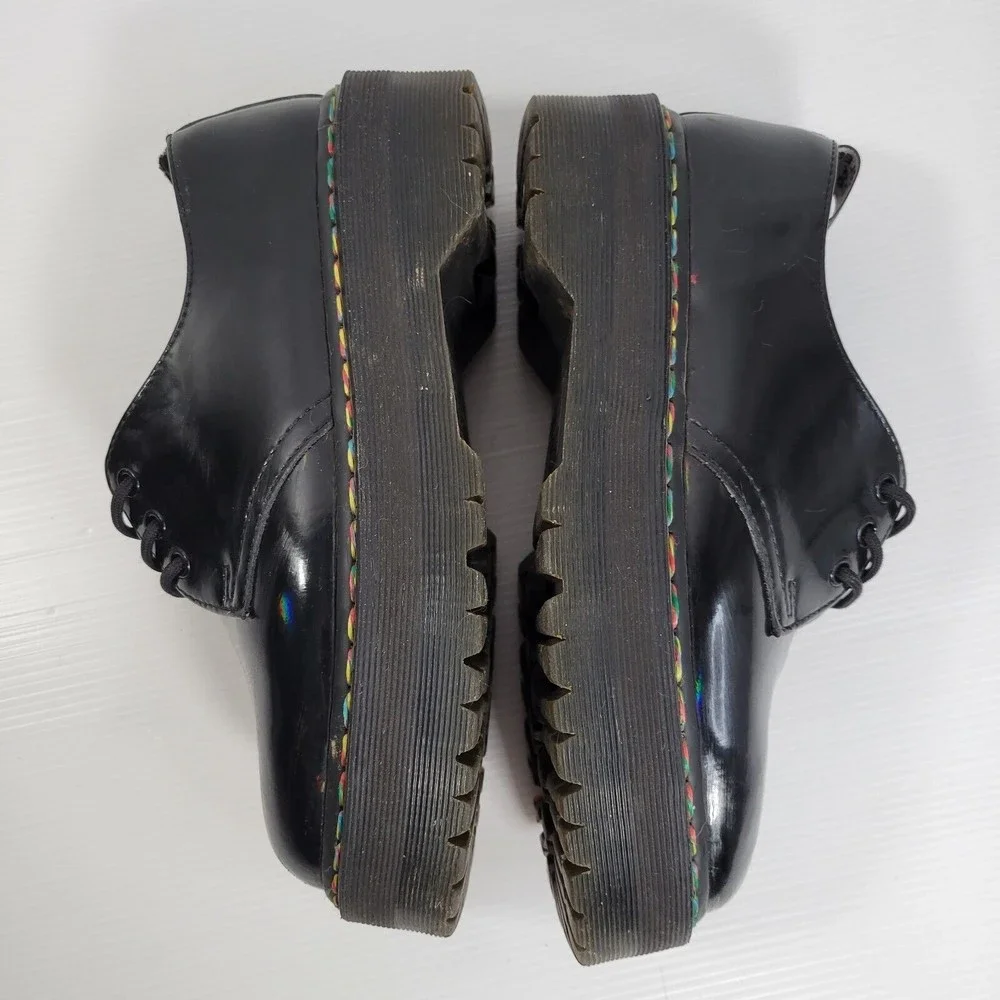 Dr Martens 1461 Limited Edition Rainbow Chunky Quad Platform Shoes Black Docs - Picture 7 of 10